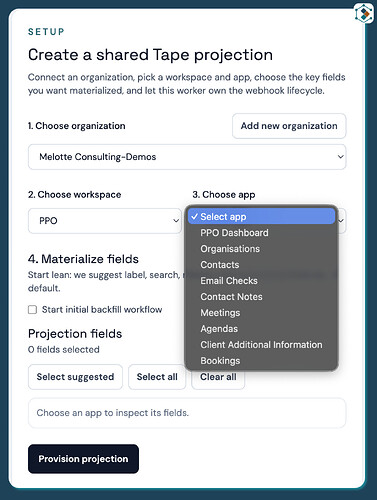 Delta Node App selection
