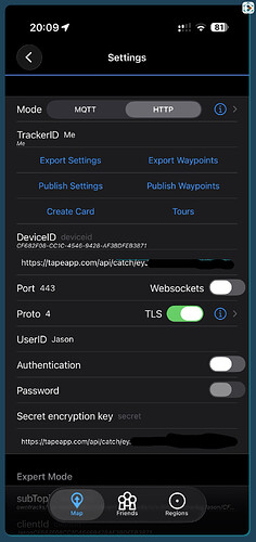 OwnTracks Config Screen
