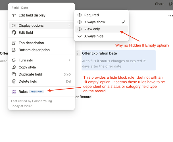 Hidden if Empty missing