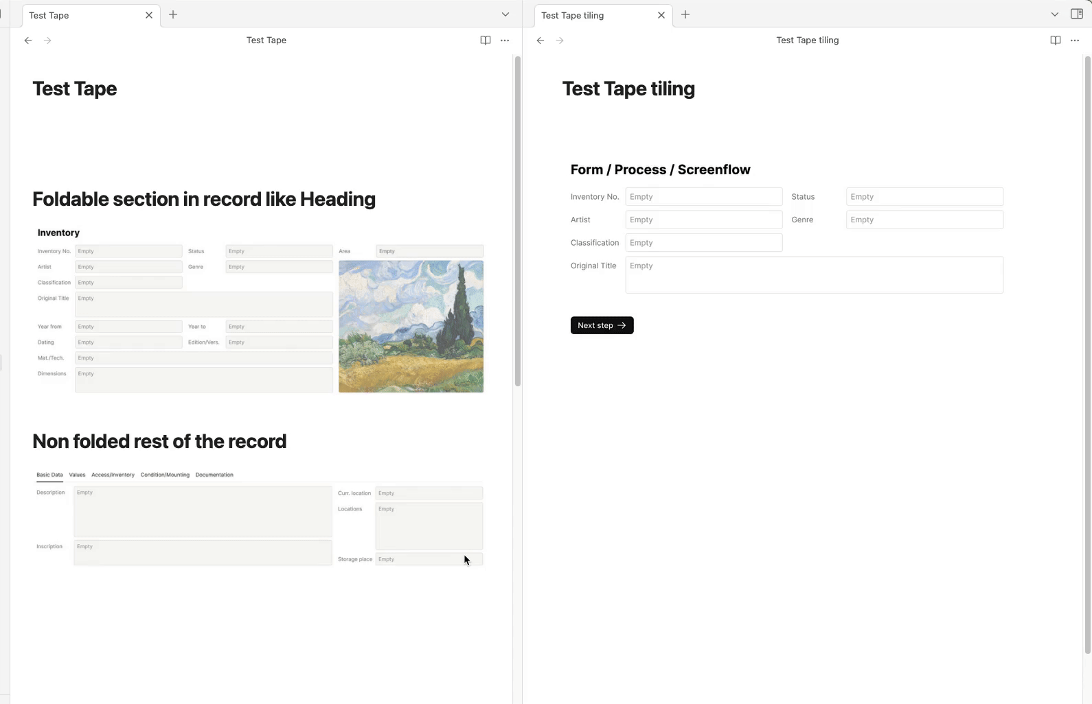 side by side rearrangement and tabs